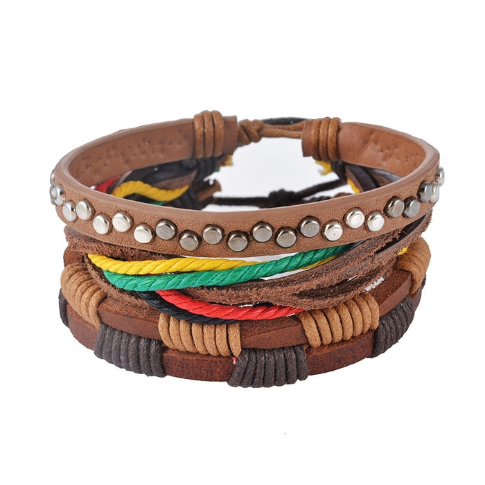 Multilayer Leather & Bead Bracelet