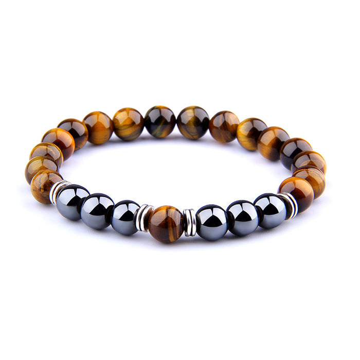 Tiger Eye & Obsidian Bead Bracelet