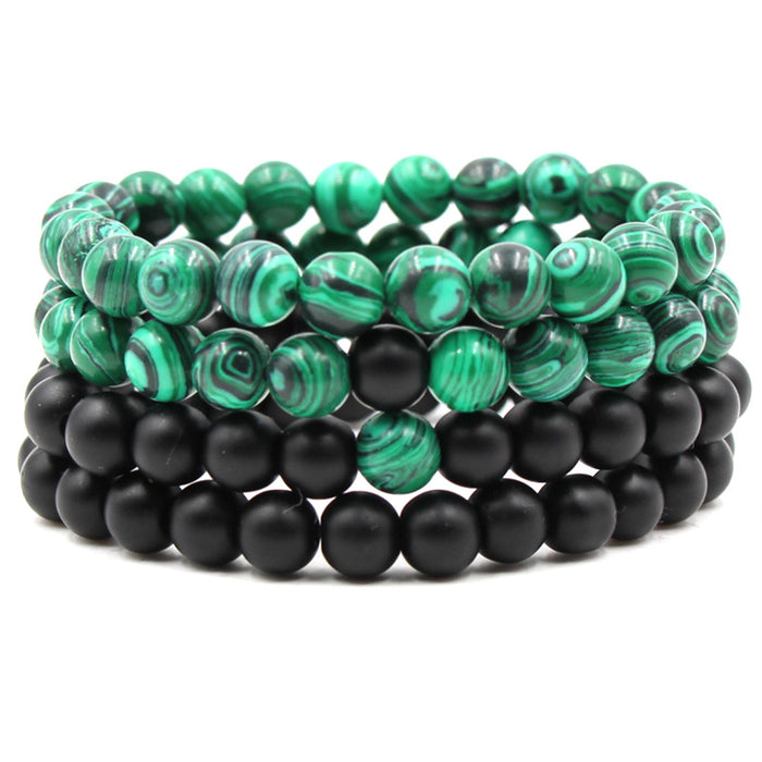 Black Matte & Malachite Bead Bracelet